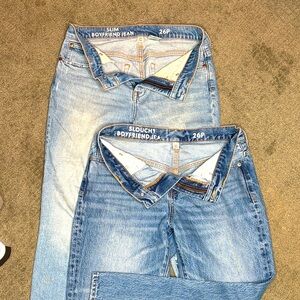 Set of 2 Pairs J. Crew Slim & Slouchy Fit Light and Medium Blue Jeans Size 26P